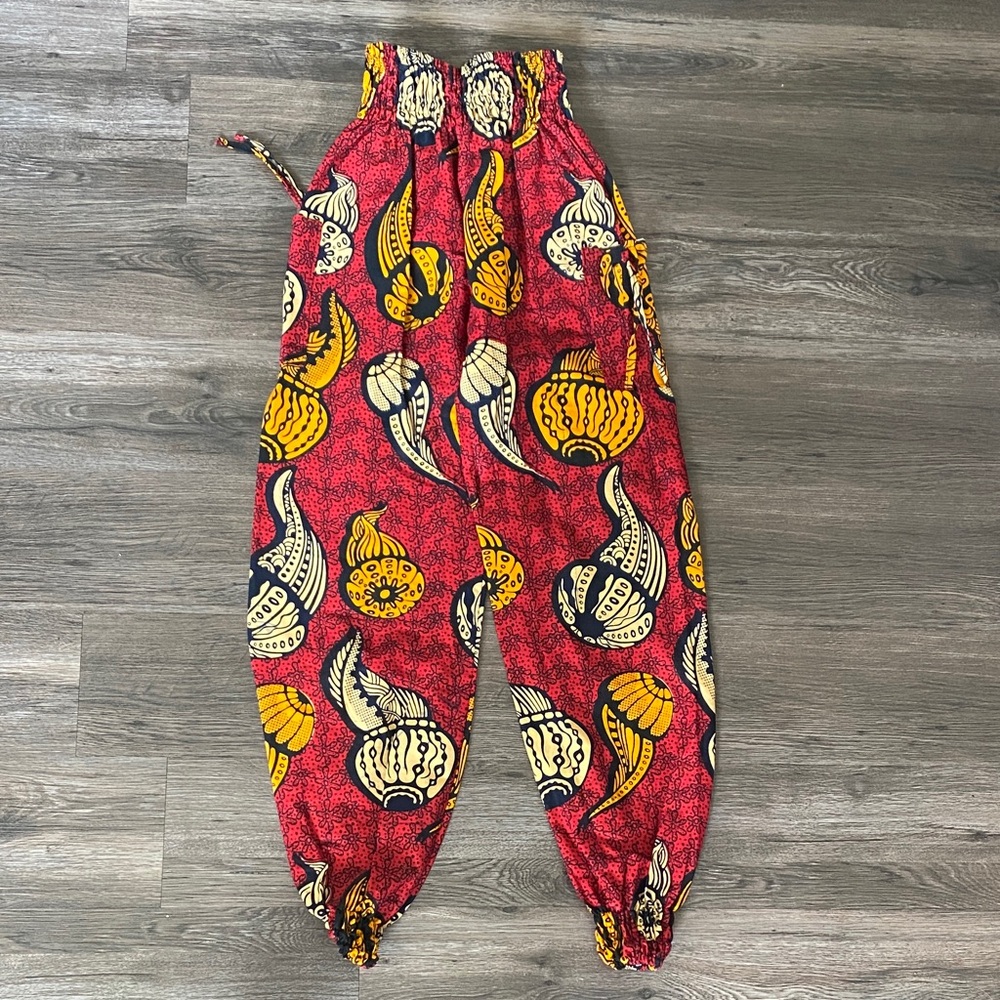Vibrant Red Patterned Women's Pants